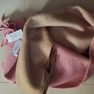 Vince Ombre Brushed Alpaca Wool Pink Tan Scarf